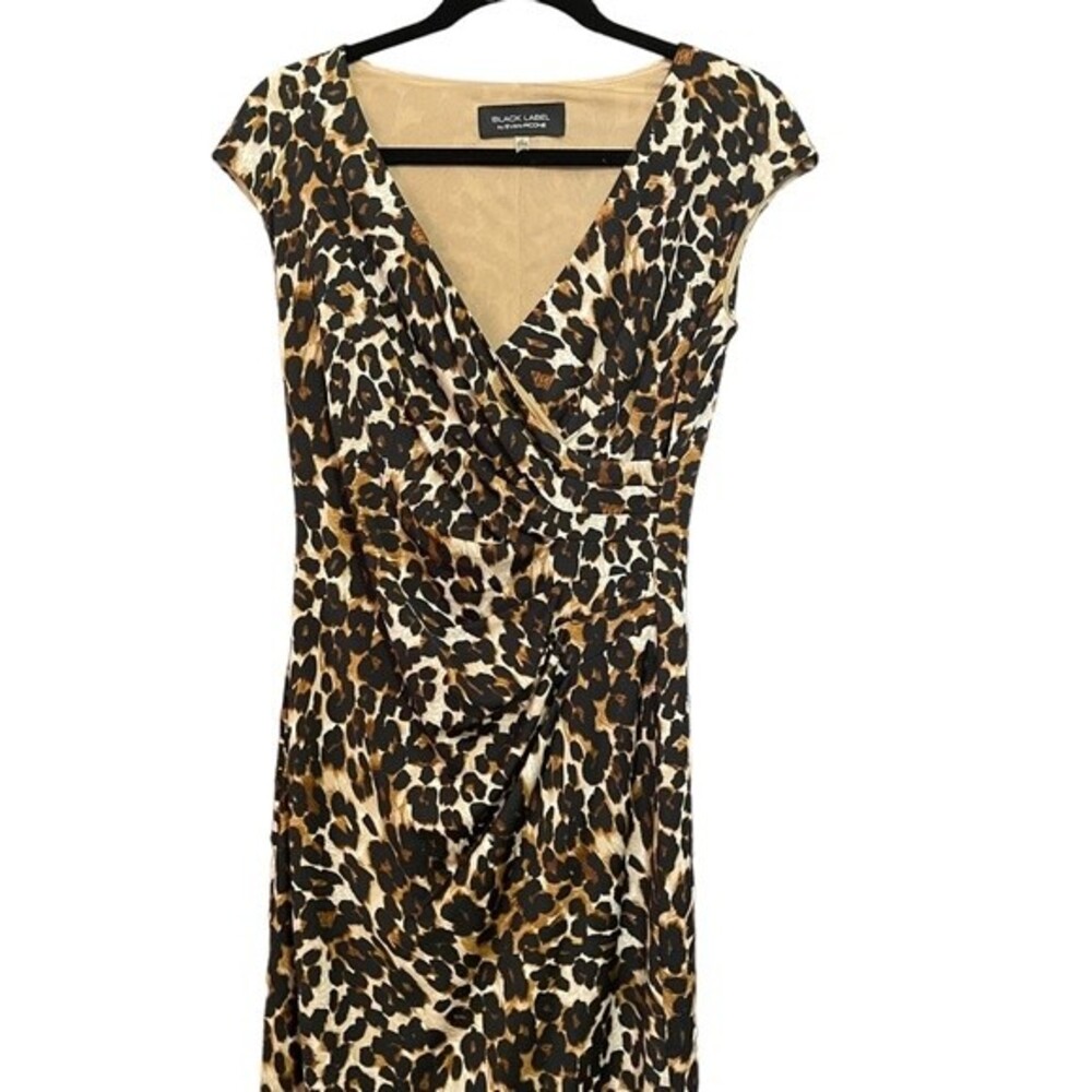 Evan Picone Black Label Women's Sleeveless Animal Print Wrap Dress - Picture 2 of 8